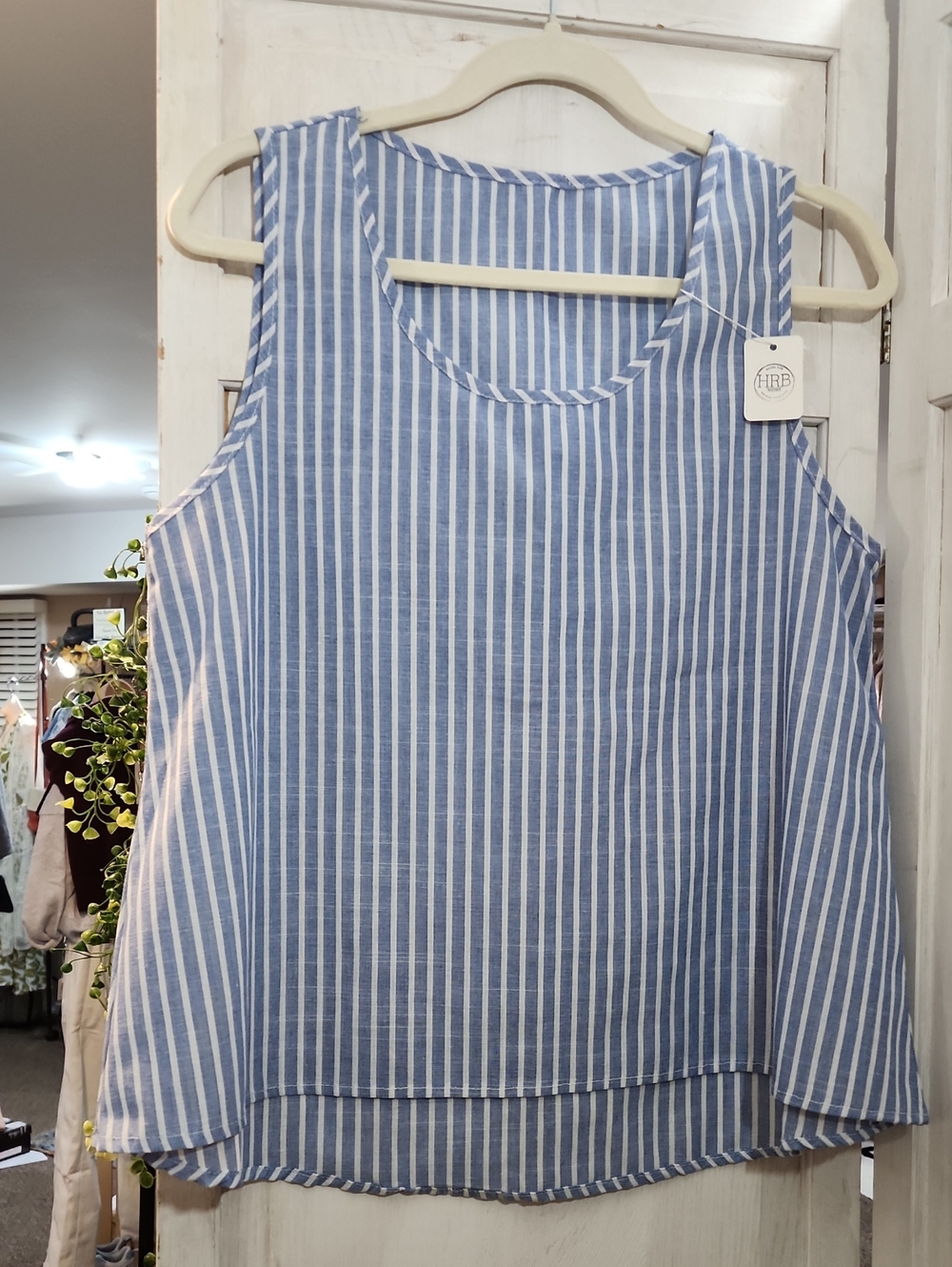 Blue & White Striped Sleeveless Women’s Tank Top
